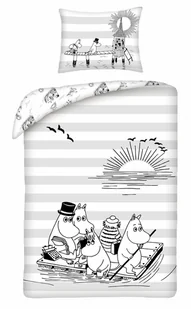 Pościel 140x200 Muminki biała szara poszewka 70x90 Kids Halantex - Pościel dla dzieci - miniaturka - grafika 1