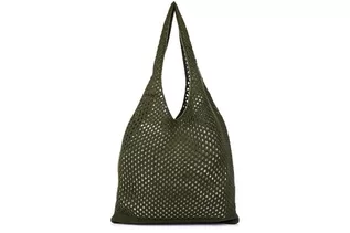 Torebki damskie - Zielony worek Plażowy zakupowy A4 na lato torba bawełna C70 - grafika 1
