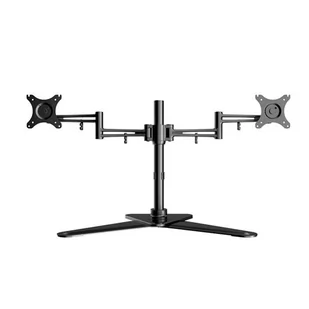 Regulowany uchwyt na 2 monitory, 10KG, wolnostojący, 17"-30", organizer do kabli, 75x75/100x100, czarny - Uchwyty do monitorów - miniaturka - grafika 2