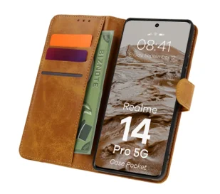 Bizon z klapką Pocket do Realme 14 Pro 5G Brązowy - Etui i futerały do telefonów - miniaturka - grafika 1