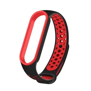 Hurtel Zamienna silikonowa opaska pasek do Xiaomi Mi Band 5 Dots czarno-czerwony - Akcesoria do smartwatchy - miniaturka - grafika 1