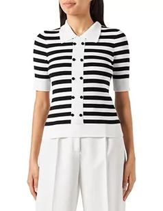 Morgan damski sweter z krótkim rękawem MARKI czarny TL, Czarny/Off White, L - Swetry damskie - miniaturka - grafika 1