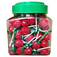 Gumy do żucia, lizaki, dropsy - Lizaki o Smaku Truskawkowym bez Cukru 100szt x 13g - miniaturka - grafika 1