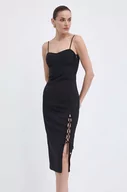 Sukienki - Patrizia Pepe sukienka kolor czarny midi dopasowana 2A2719 A425 - miniaturka - grafika 1