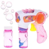 Bańki mydlane - Pistolet Bańki Mydlane Puszczania Automat Baniek Płyn do Baniek Mydlanych - różowy - miniaturka - grafika 1