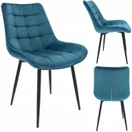 Krzesła - KRZESŁO pikowane WELUR tapicerowane GLAMOUR niebieskie MISTY - miniaturka - grafika 1