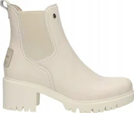 Botki damskie - Panama Jack Botki Skórzane Na Obcasie Kremowe 42 Ż8C - miniaturka - grafika 1