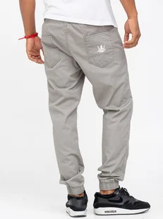 Spodnie Materiałowe Jogger Ze Ściągaczem Męskie Szare Jigga Wear Crown M - Spodnie męskie - miniaturka - grafika 1