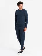 Dresy męskie - Komplet dresowy bawełniany męski BASIC bluza + joggery granatowy V1 Z84 XXL - miniaturka - grafika 1