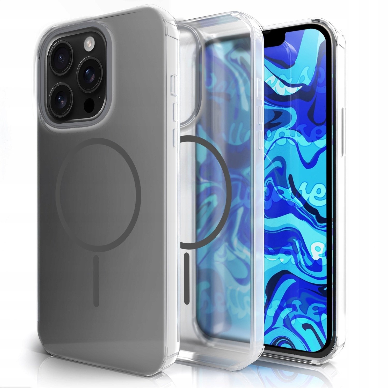 Etui Do Magsafe Do Apple iPhone 16 Pro Clear, Szary Magnes, Pancerne