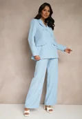 Komplety damskie - Niebieski Garnitur Spodnie i Marynarka z Usztywnionymi Ramionami Sonavienna - miniaturka - grafika 1