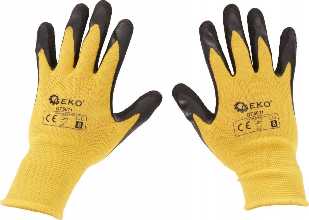Geko Rękawice ochronne powlekane r. 8 – żółte 12/240