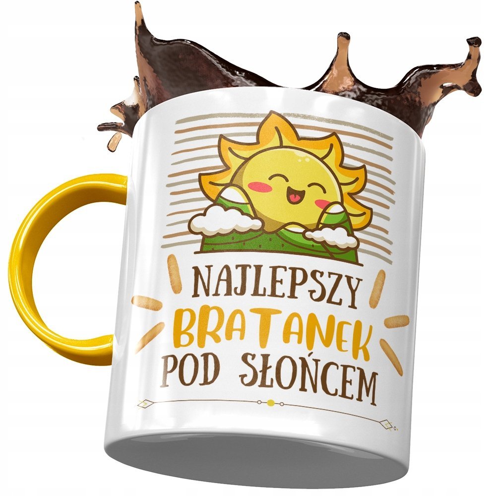 Kubek Żółty Dla Bratanka Syna Brata Prezent z Nadrukiem ze Zdjęciem + Opakowanie na prezent (wzór 01)