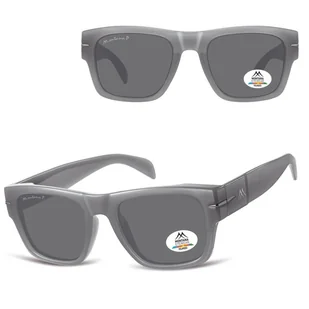 Szare prostokątne okulary przeciwsłoneczne z polaryzacją MP189C - Okulary korekcyjne, oprawki, szkła - miniaturka - grafika 1