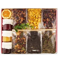 Zestawy upominkowe - Prezent na Dzien Kobiet Pudelko Prezentowe Herbata i Słodycze Zestaw Kosz - miniaturka - grafika 1