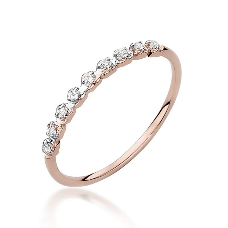 Złoty pierścionek z diamentami różowe złoto pr. 585