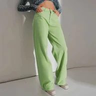 Spodnie damskie - Kolorowe proste jeansy damskie - Zielony S - Intimica - miniaturka - grafika 1