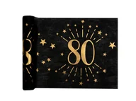 Naczynia i sztućce jednorazowe - Santex Dekoracja bieżnik na stół z nadrukiem na 80 urodziny Sparkling - 30 x 500 cm - 1 szt. S6787-80 - miniaturka - grafika 1