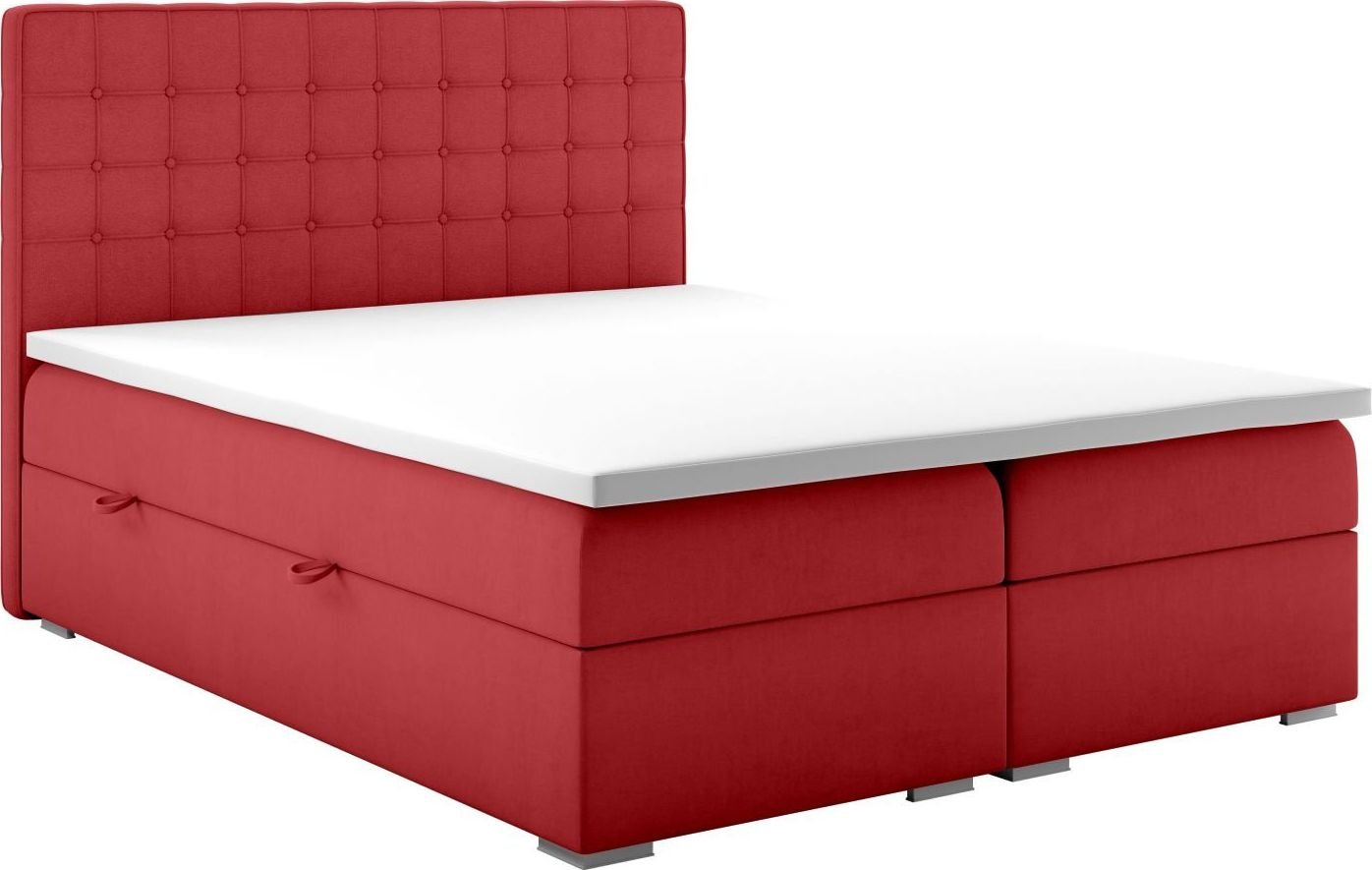 LAVERTO Łóżko kontynentalne REZEN 160x200 bordowe velvet z pojemnikiem