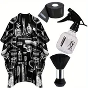 Pozostałe akcesoria fryzjerskie - TEMU Zestaw 4 profesjonalnych kapeluszy fryzjerskich - Zawiera kapelusze do strzyżenia włosów, szczotkę do kurzu i jednorazowe ręczniki - - miniaturka - grafika 1