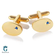 Spinki do mankietów i krawatów - Spinki do mankietów z szafirowym kryształem PS-644 - miniaturka - grafika 1