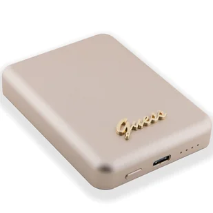 Guess Powerbank indukcyjny 5W GUPBM3ALGSGD 3000mAh złoty/gold MagSafe Metal Script Logo - Powerbanki - miniaturka - grafika 6