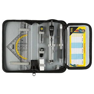 Idena 20066 - Kompasy w etui, 11 sztuk, z zestawem kwadratów, linijką, zapasowymi końcówkami do kompasu, ołówkiem mechanicznym i zapasowymi końcówkami, planem lekcji, gumką i temperówką - Kompasy - miniaturka - grafika 1