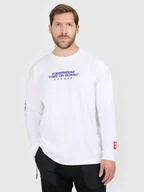 Koszulki męskie - 4F Longsleeve loose z nadrukiem męski - biały XL - miniaturka - grafika 1