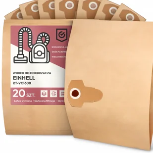 20x Worek do Odkurzacza Einhell RT-VC1600 Papierowy 2-Warstwy Worki 2A - Worki do odkurzaczy - miniaturka - grafika 1