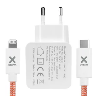 Xtorm XTORM AC Adapter sieciowy USB-C PD 18W+USB-C Lightning KC_45369-0 - Adaptery i przejściówki - miniaturka - grafika 1