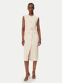 Sukienki - Rinascimento Sukienka koktajlowa CFC0020278002 Beżowy Slim Fit - miniaturka - grafika 1