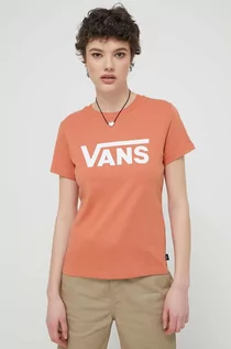 Koszulki sportowe damskie - Vans t-shirt bawełniany damski kolor pomarańczowy - grafika 1