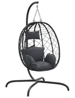 Huśtawki - Antracytowa huśtawka typu kokon na taras G5-C34 - miniaturka - grafika 1