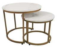 Ławy i stoliki kawowe - STOLIK KAWOWY ZŁOTY MARMUR BIAŁY LOFT INDUSTRIAL SK110 - miniaturka - grafika 1