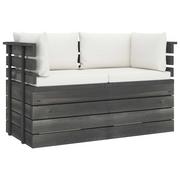 Ławki ogrodowe - vidaXL Ogrodowa sofa 2-osobowa z palet, z poduszkami, drewno sosnowe - miniaturka - grafika 1