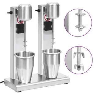 vidaXL vidaXL Mikser do koktajli mlecznych z 2 kubkami, stal nierdzewna, 2 L - Inne urządzenia gastronomiczne - miniaturka - grafika 1