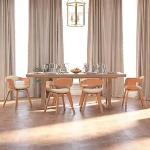 vidaXL Krzesła stołowe 6 szt. kremowe gięte drewno i sztuczna skóra 3092392 - Krzesła - miniaturka - grafika 1