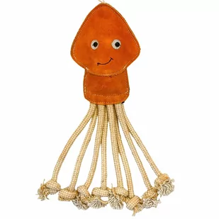 PafDog Kałamarnica Ollie zabawka dla psów ze skóry i juty z dźwiękiem, 40 cm - Zabawki dla psów - miniaturka - grafika 1