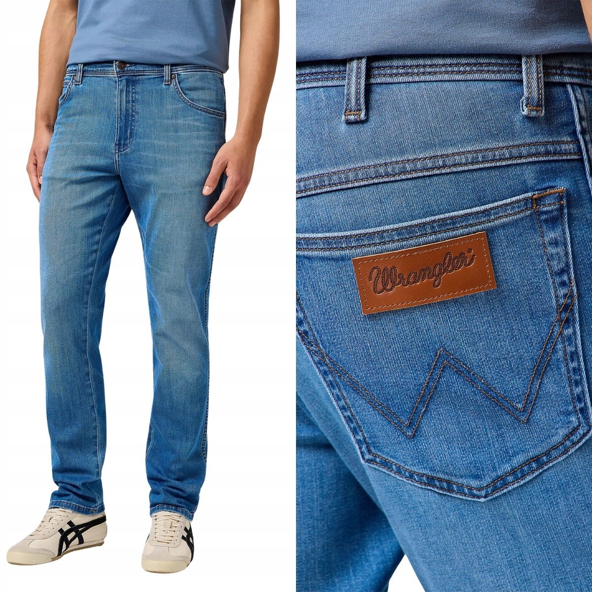 Wrangler TEXAS SLIM Haze 365 COOL lekko dopasowane spodnie jeansowe W32 L32