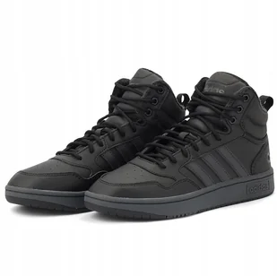 Buty męskie wysokie adidas Hoops Mid GW6421 czarne 44 - Buty sportowe męskie - miniaturka - grafika 1