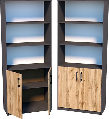 Meble-Bestseller Regał Zamknięty R007 Grafit-Wotan 180x74x35 cm