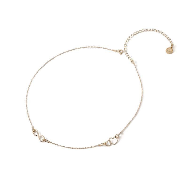 DELIKATNY NASZYJNIK SERCA NIESKOŃCZONOŚĆ SREBRO 925 POZŁACANE GIORRE