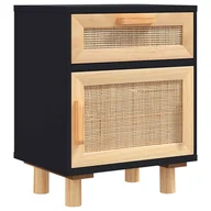 Szafki nocne - Czarna szafka nocna z naturalnym rattanem L6-S58 - miniaturka - grafika 1
