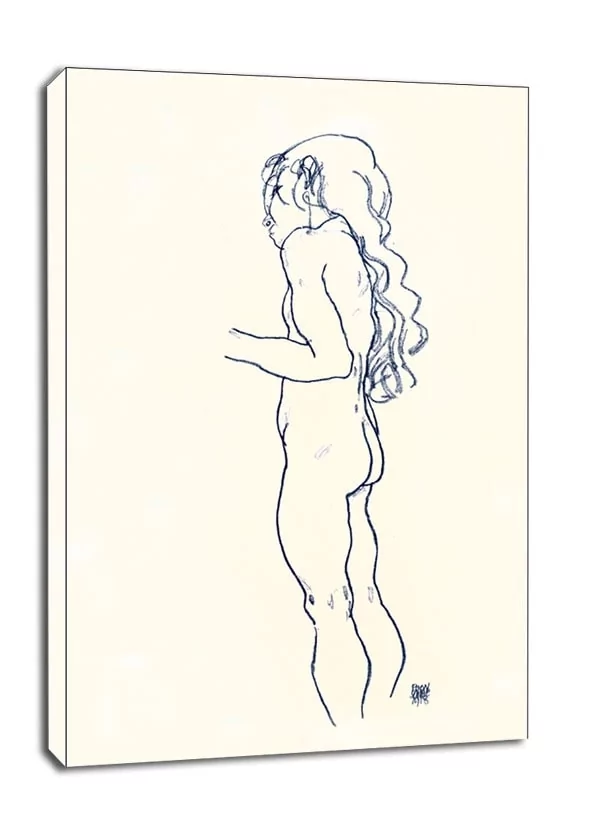 Standing Nude Girl, Facing Left, Egon Schiele - obraz na płótnie Wymiar do wyboru: 70x100 cm