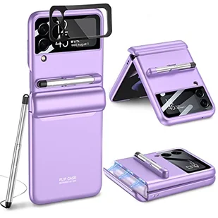 COCOING Etui do Samsung Galaxy Z Flip 3, z rysikiem, modne etui na telefon biznesowy, z urządzeniem zabezpieczającym zawiasami i osłoną ekranu aparatu, etui do Samsung Z Flip 3 5G fioletowe - Etui i futerały do telefonów - miniaturka - grafika 1