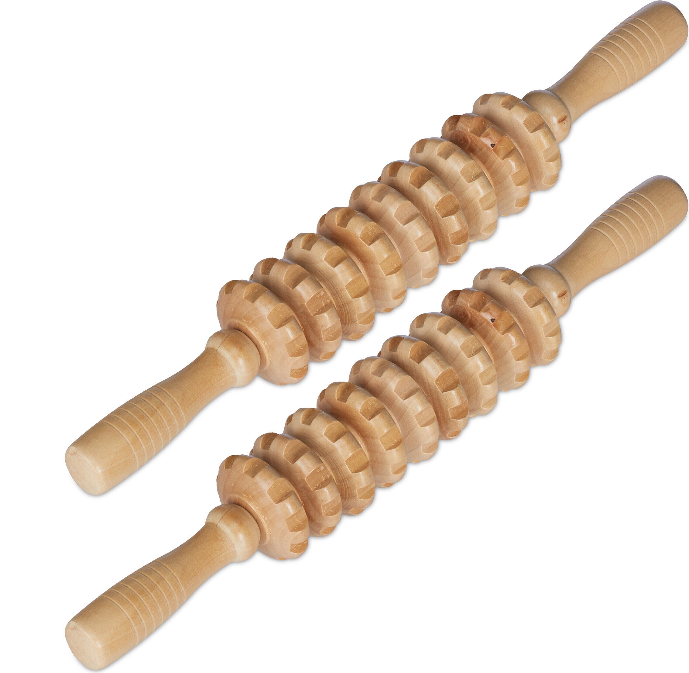 relaxdays 2 x wałek do masażu wykonany z drewna