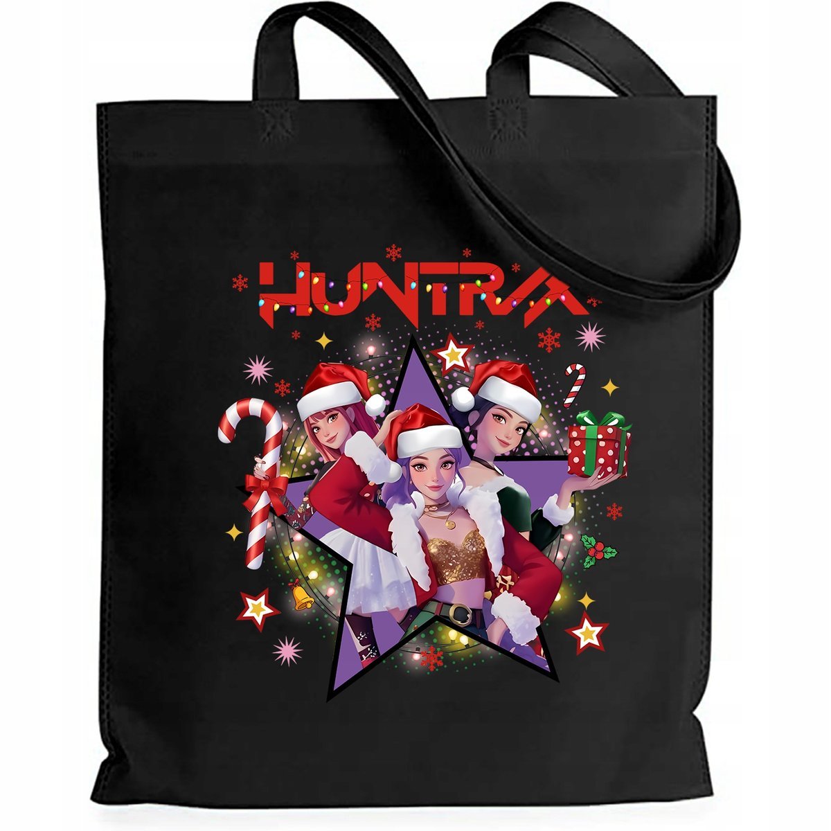 Torba Czarna EKO MIKOŁAJKOWE HUNTRIX Prezent Mikołajki Pod Choinkę Święta