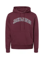 Swetry męskie - Jack & Jones Męski sweter z kapturem - JJEcaleb Mężczyźni czerwony jednolity, S - miniaturka - grafika 1