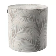 Pufy i podnóżki - Dekoria Puf Barrel beżowo kremowe liście palmy na białym tle w 40 wys 40 cm Gardenia 1224-142-14 - miniaturka - grafika 1