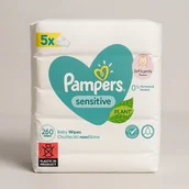 Chusteczki nawilżane - Pampers Sensitive chusteczki nawilżane 5x52 szt - miniaturka - grafika 1